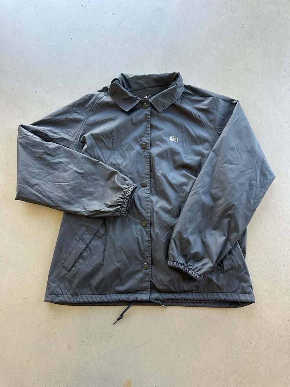 Obey Propaganda Black Snap Front Coach Jacket